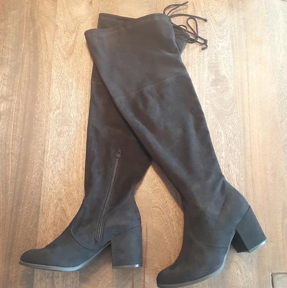 Wide Calf/Wide Width Over-The-Knee Black Boots - Picture 1 of 12